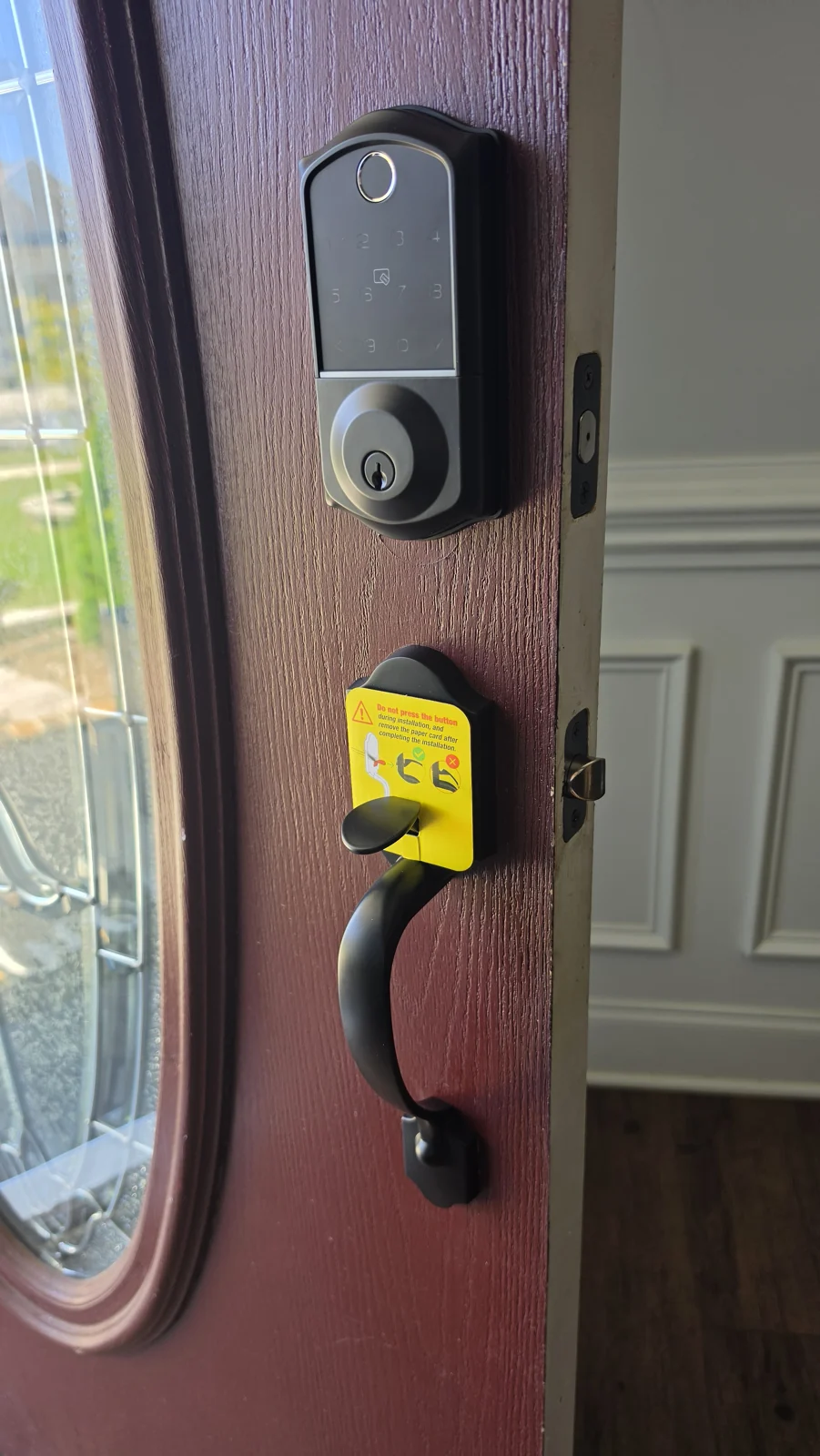 Smart lock fitted to the residential entrance door in Concord.